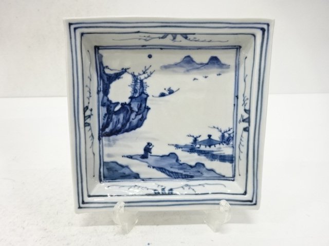  福西雅之造　染付　山水図　四方向付　3客